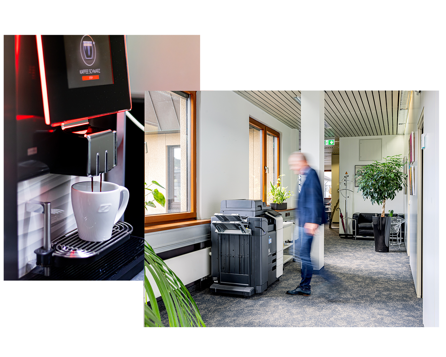 Collage mit Kopierer und Kaffeemaschine 